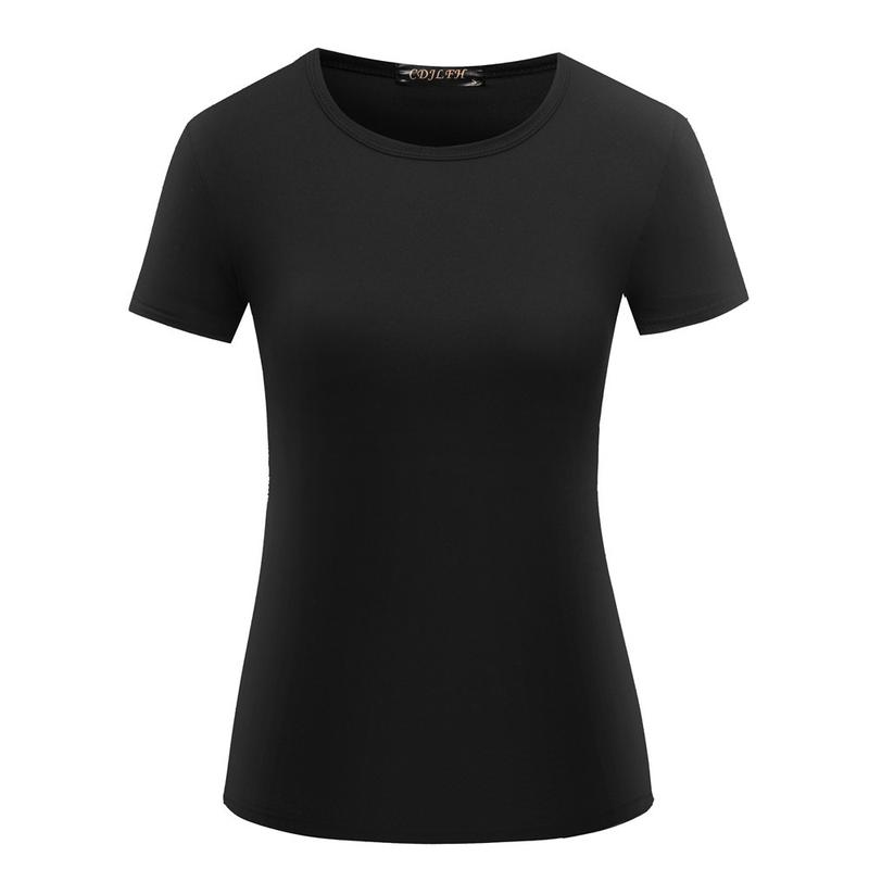 Product Introduction of Women Short Sleeves T-shirt Bottoming Shirt Round Neck Shirt Black White Solid Color Top Homewear T-shirt 6