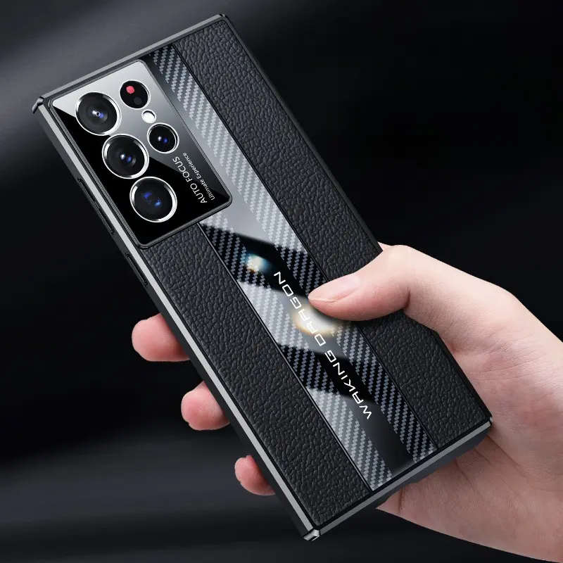 Leather material electroplating full package suitable phone case for Samsung S21 S22 S23 Plus Ultra phone case