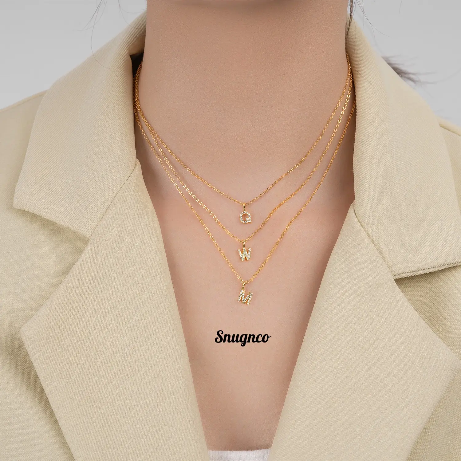 Snug&Co • WARNA GOLD Necklace S925 Micro Initial Letter Kalung huruf kecil
