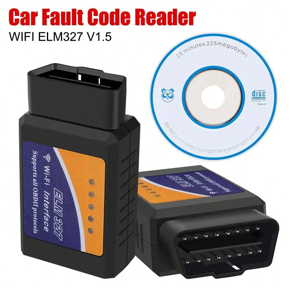 Penyesuai OBDII, 1PC, ELM327 WIFI V1.5, Pengimbas OBD2, Pembaca Kod Kerosakan Kereta, Alat Imbasan Diagnostik Auto, Serasi dengan IOS dan Android, Aksesori Kereta Car