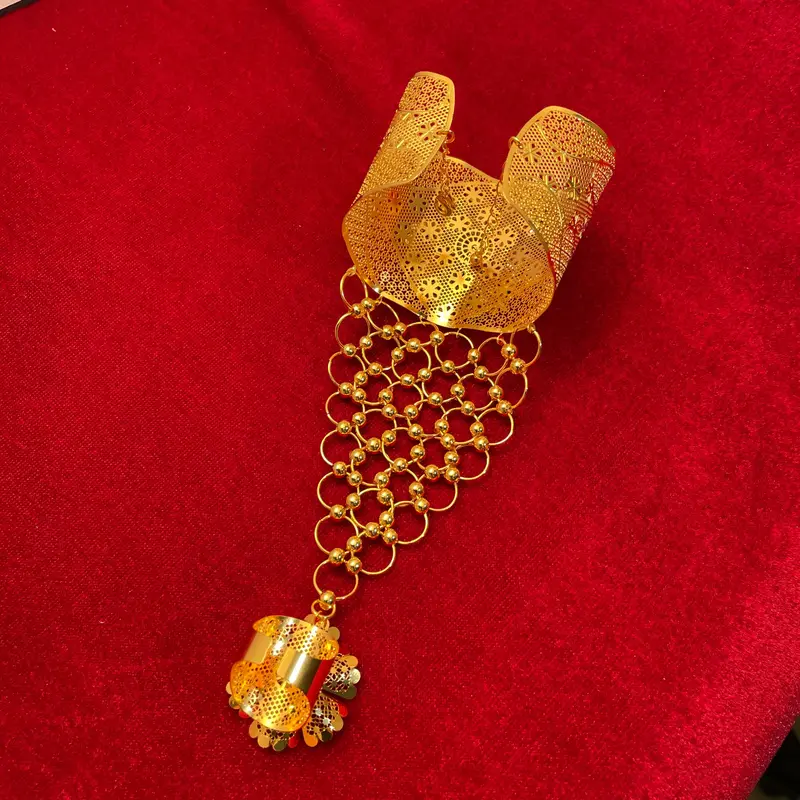 Gelang Emas Mewah, Untuk Wanita, Gaya Bengal, dengan Cincin
