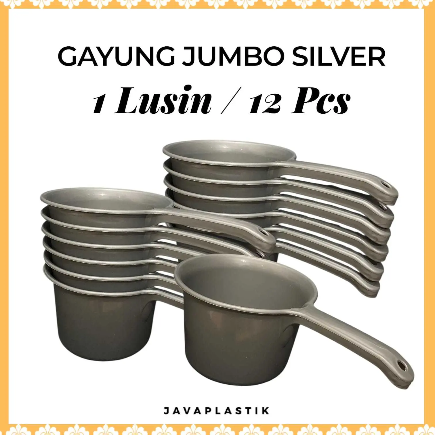 PAKET HEMAT 1 Lusin / 12 Pcs Gayung Mandi Jumbo Silver Bebas BPA