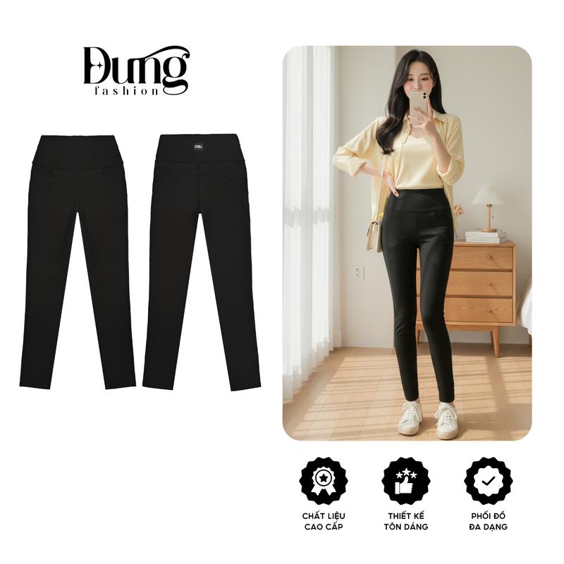 QUẦN LEGGING Nữ DÀI L1 MÃ MI.U CẠP 10CM CÓ 2 TÚI TRƯỚC ÔM GỌN ,MÀU ĐEN Có big size