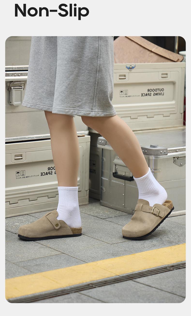 Product Introduction of UTUNE Retro Lazy Suede Half Slippers Women's New Thick Bottom Belt Buckle Adjustable Shoes 5