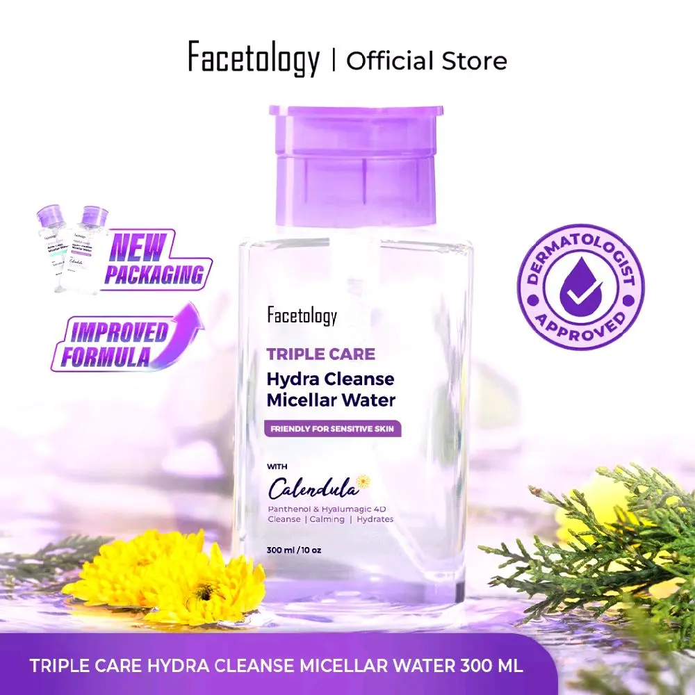 [NEW PACKAGE & IMPROVE FORMULA] Facetology Triple Care Hydrw Cleanser Micellar Water 300ml 100ml Toner Pembersih Wajah