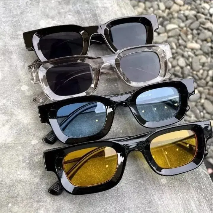 Kacamata Hitam Frame Persegi Panjang Wanita Pria Retro Vintage Sunglasses Eyewear 4