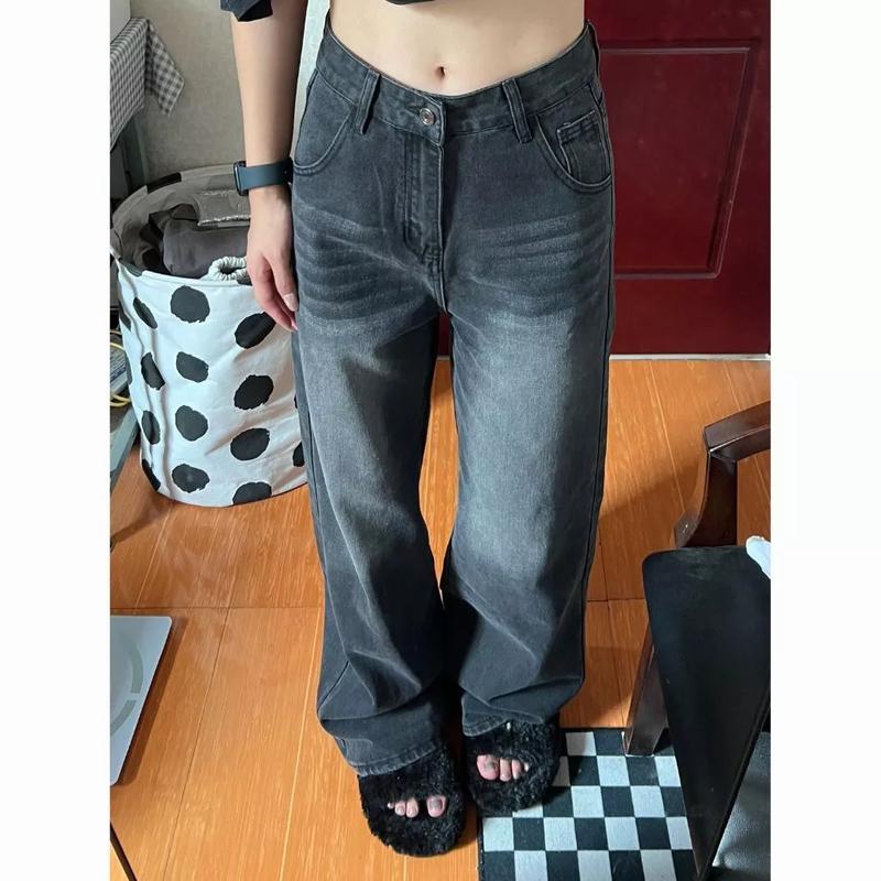 YOYO-Abu-abu Highwaist kulot loose jeans celana baggy pants wanita 2