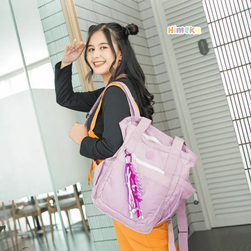Himeku RUKA MEDIUM Totepack 2 in 1 - Tas Sedang - Totebag Backpack - Ransel Crinkle Pria Wanita 5