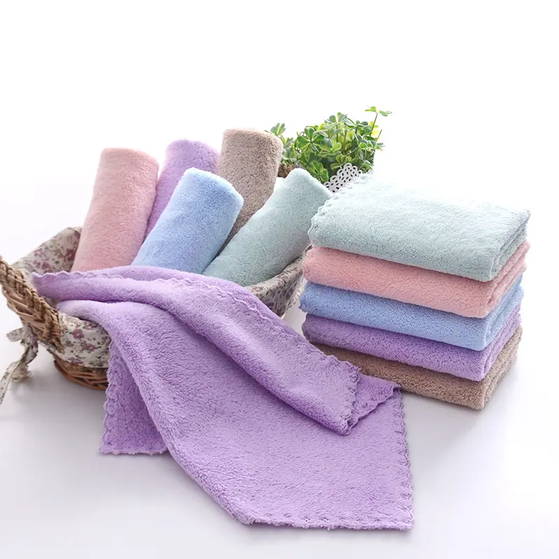 Baby hand towel 30x30 absorbent small towel coral velvet square