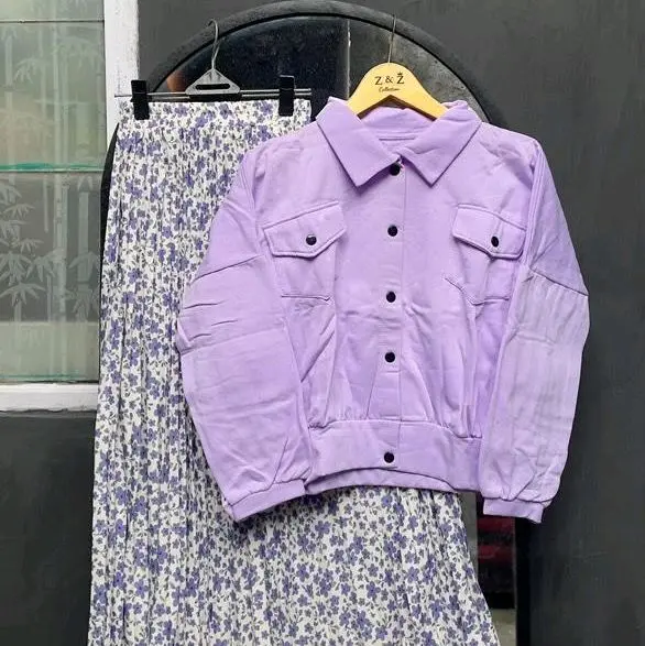 ZNZ COLLECTION-One set jaket olin-Jaket dan Rok- Lengan panjang Bunga Setelan 7