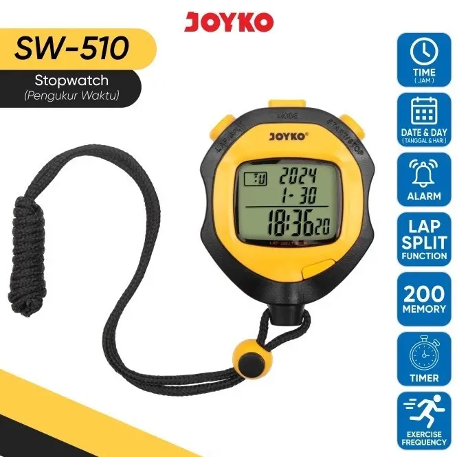 KODE U1Z7 Stopwatch Pengukur Waktu Joyko SW51 2 Memory Lap Split 0
