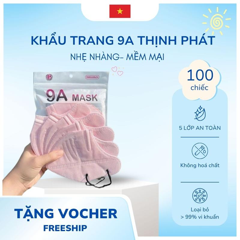 Thịnh Phát 100 chiếc Khẩu Trang 9A Kích Thước 17x13 cm 5 lớp kháng khuẩn dày dặn chống tia UV hàng chính hãng MASK