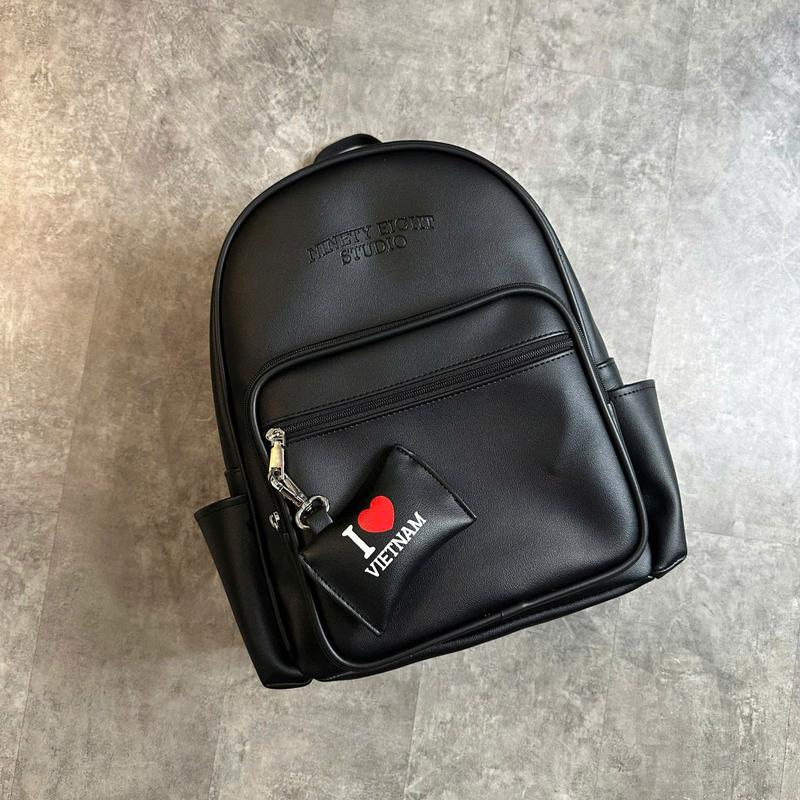 Balo da 98STU Local Brand Chính Hãng Basic Backpack Da PVC Đựng Vừa Laptop 15 Inch chống nước