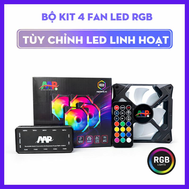 Bộ 4 Quạt Tản Nhiệt RGB 120mm Kèm Hub Điều Khiển Từ Xa, LED Đẹp Mắt, Làm Mát…