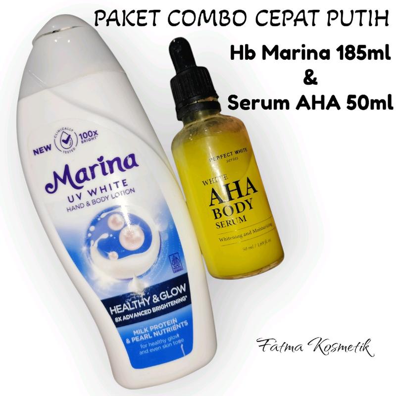 PAKET COMBO CEPAT PUTIH Marina Hb Biru 185ml & Perfect White AHA Serum Memutihkan Mencerahkan Tubuh 0