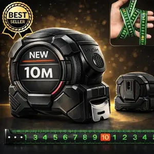 Meteran Penggaris Neon Berteknologi Hitam Meteran Anti Karat dengan Pita Pengukur Impor Menebal Penggaris Meteran Tukang