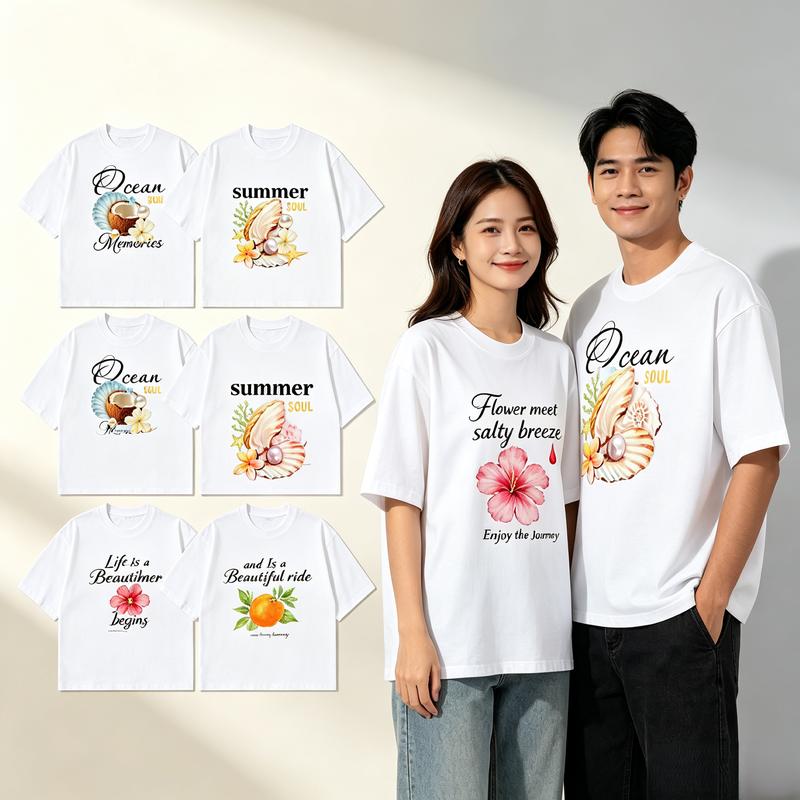 Áo Thun Unisex Cotton Mẫu Mới Năm 2026, Boxy Tay Lửng Nhiệt Đới, Dày Mềm Mịn…
