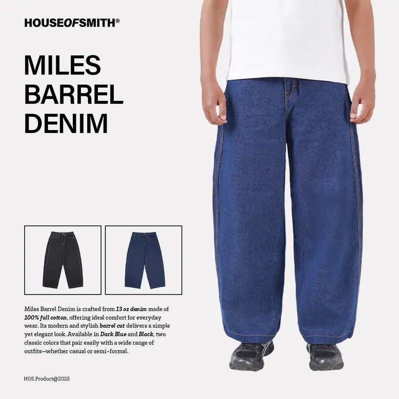 House of Smith Barrel Denim Pants Miles Barrel Denim -Celana Denim Pria
