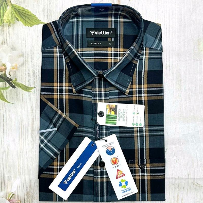 VIETTIEN-[1U6290]-Áo sơ mi nam VIỆT TIẾN ngắn tay vạt ngang(Regular) 0