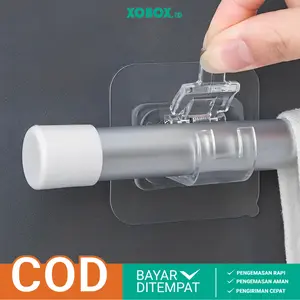 Bracket Klip Hanger Socket Pengait Tiang Horden Tempel Tanpa Bor Multifungsi Gantungan HM1003