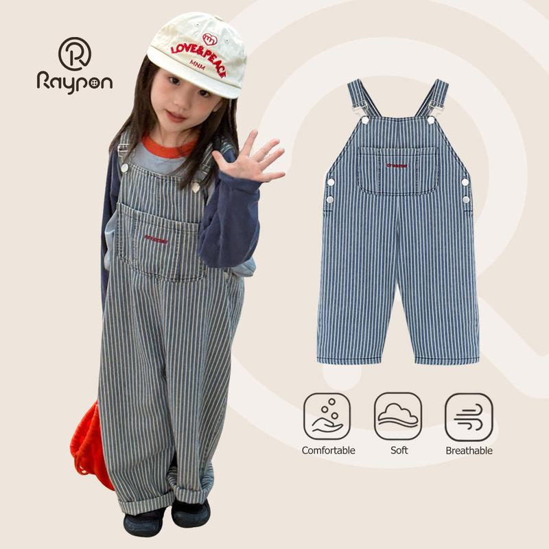  【6519 RAYPON Quần Áo Trẻ Em Bộ Áo Jumpsuit Quần Phong Cách Hàn Quốc Quần Yếm Bé Gái Quần Ống Rộng Thích Hợp Cho Mùa Thu 2025 8-28KG Chất Liệu Thoải Mái 