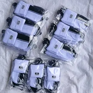 Grosir 1 Lusin Kaos Kaki Sekolah Pendek SD SMP SMA Kaos Kaki Sekolah Model Sport Mata Kaki Hitam Putih