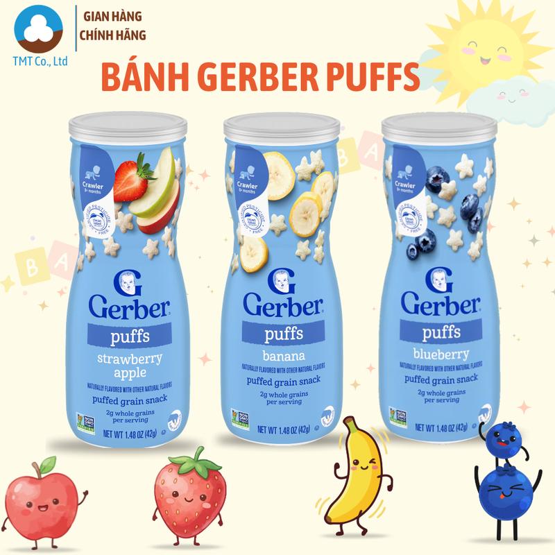 Bánh snack ăn dặm Gerber Puffs chính hãng đủ vị nhập khẩu Mỹ hũ 42g hình ngôi…