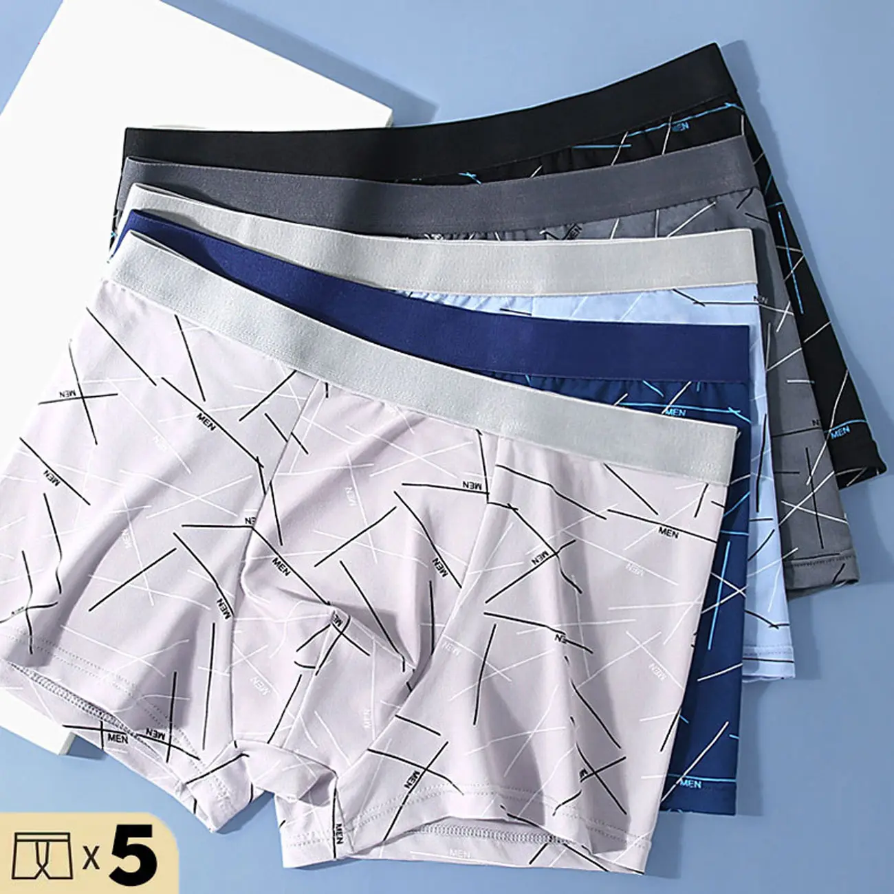 [PAKET 5 PCS] Celana Dalam Boxer Pria Katun Anti Bakteri - Boxer Cowok Lapisan Steril Bahan Lembut Adem