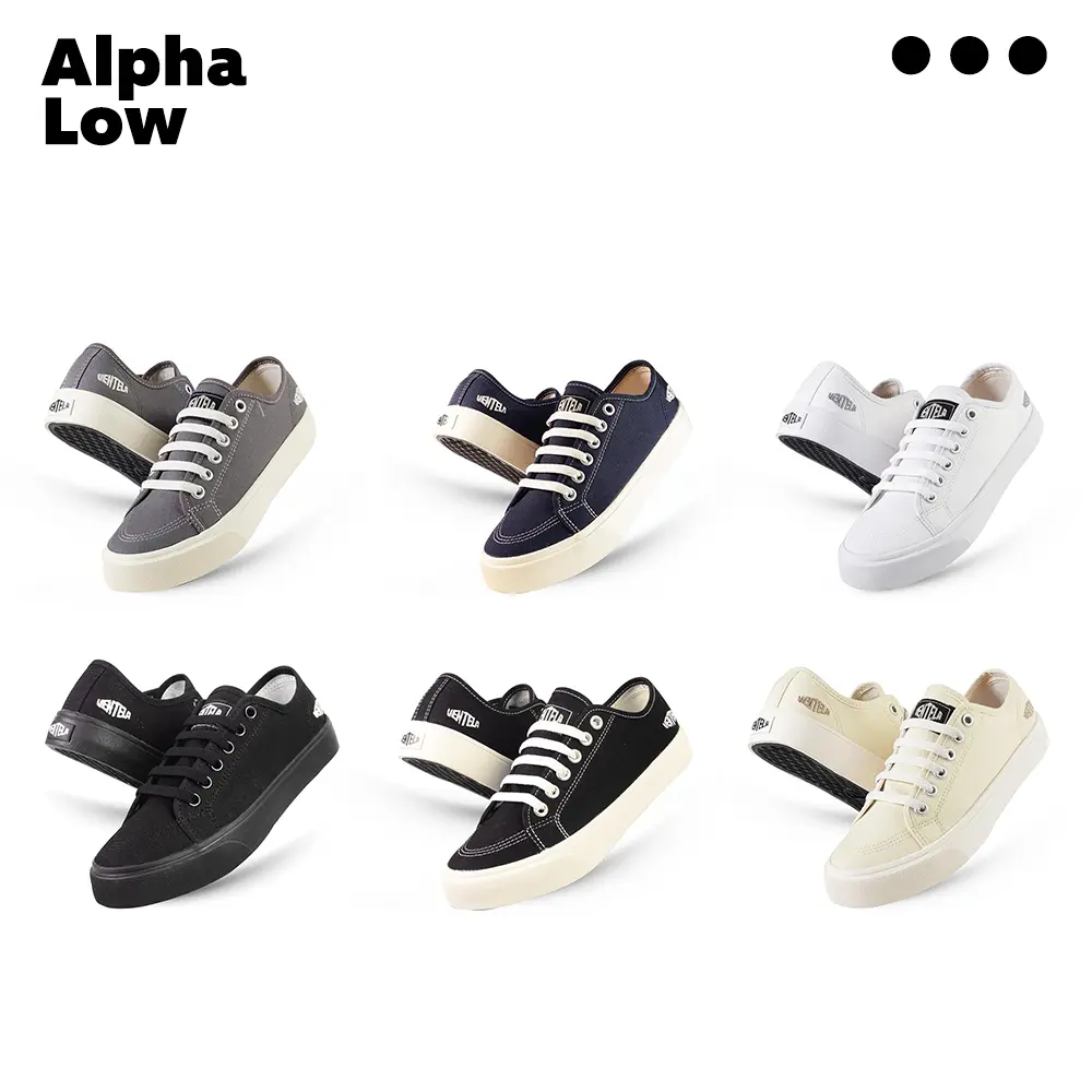 Sepatu Ventela Alpha Low Wanita  Pria Casual Shoes Ventela Official Canvas Black Putih Sneakers full