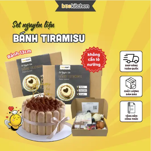 [Ship hỏa tố Hà Nội] Tự làm Tiramisu không cân, không lò nướng dùng whipping và Mascarpone tươi - Tặng kèm hộp đựng