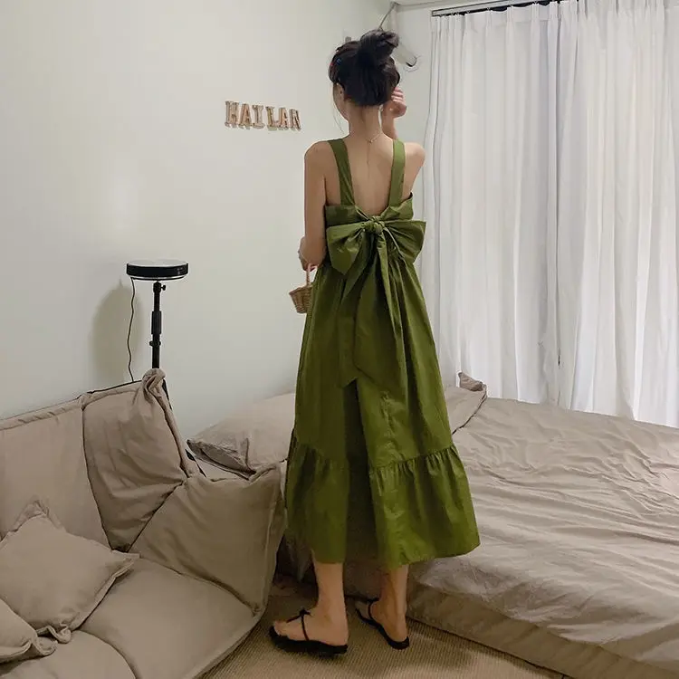 Gladis Midi Dress Wanita Korean Style | Midi Pita Belakang Rayon Twill | Midi Dress Polos 0