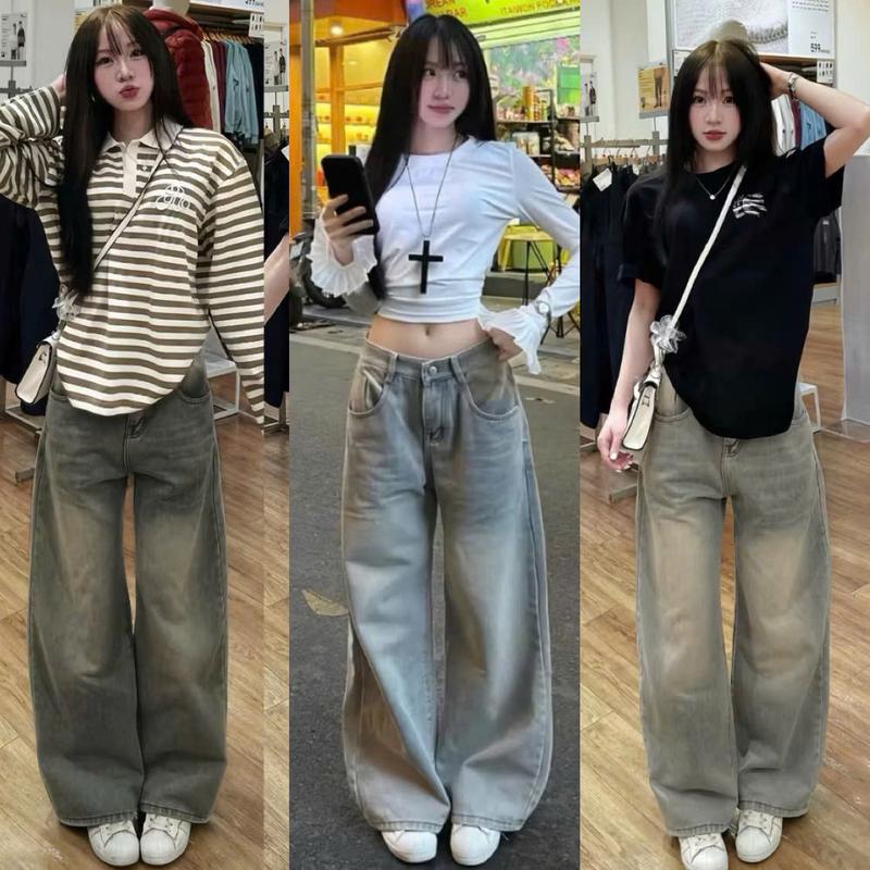  "Td.Jeans Deal mở bán" Quần jean ống suông nữ 1m47-1m55 quần 92cm 1m55-1m65 quần 100cm jeans cạp cao phong cách style 