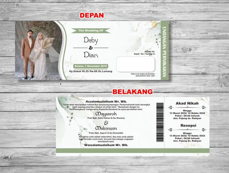 (50PCS) UNDANGAN 1 LEMBAR H_1 (BOLAK BALIK) MINIMALIS DAN MURAH Plastik Cards 4