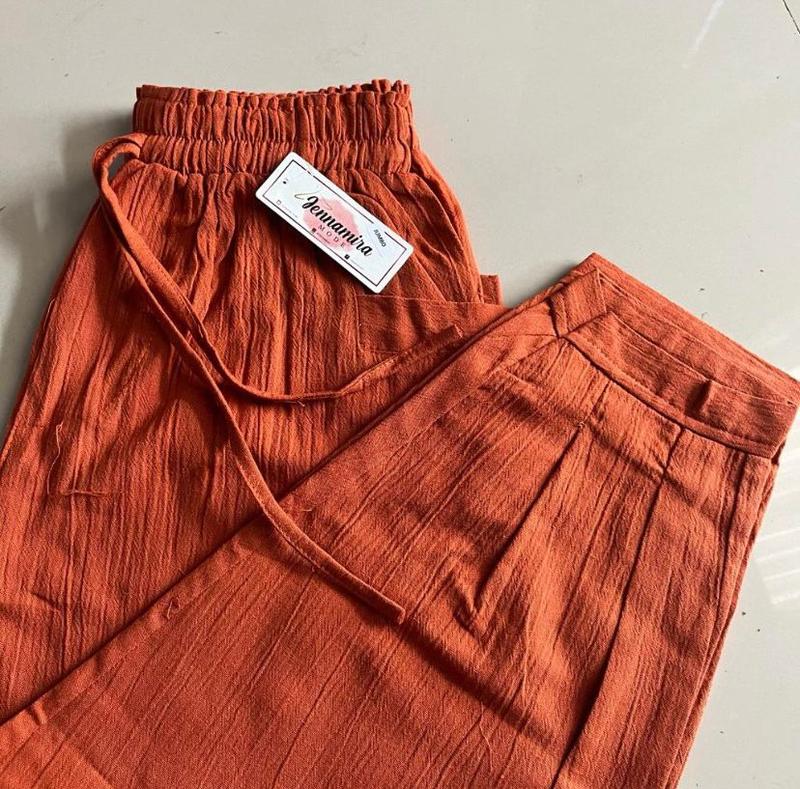GHEA | Haruka Pants Basic - Kain Linen Crinkle Premium - Celana Wanita Panjang 7/9 Pinggang Karet Melar Nyaman 4