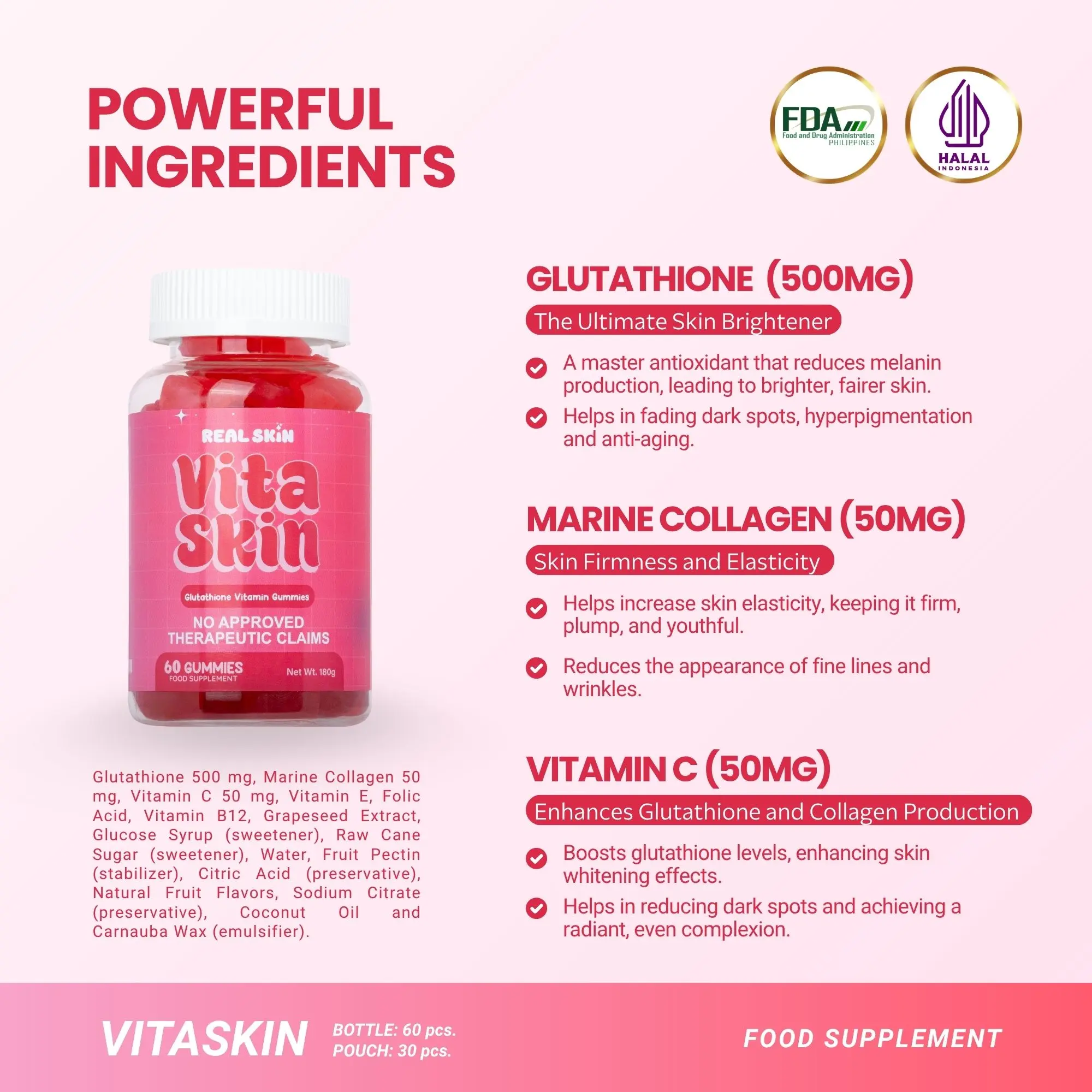 vita health glutathione review VitaHealth L-Glutathione Skin Plus 2x30s main image 1