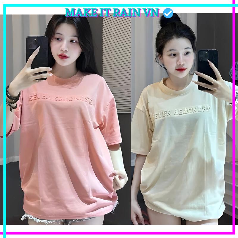 [MUA ÁO CÓ QUÀ] COMBO 2 ÁO Thun Nam Nữ SEVEN CHỮ NỔI Make It Rain, Áo Phông Unisex Form Rộng Top Women Cổ Tròn