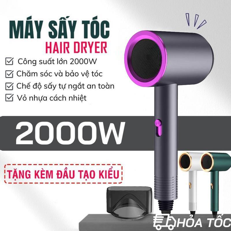 Máy Sấy Tóc 2 Chiều Nóng Lạnh Công Suất 2000W, 3 Chế Độ Sấy Chăm Sóc Tóc Tặng Kèm Mỏ Vịt