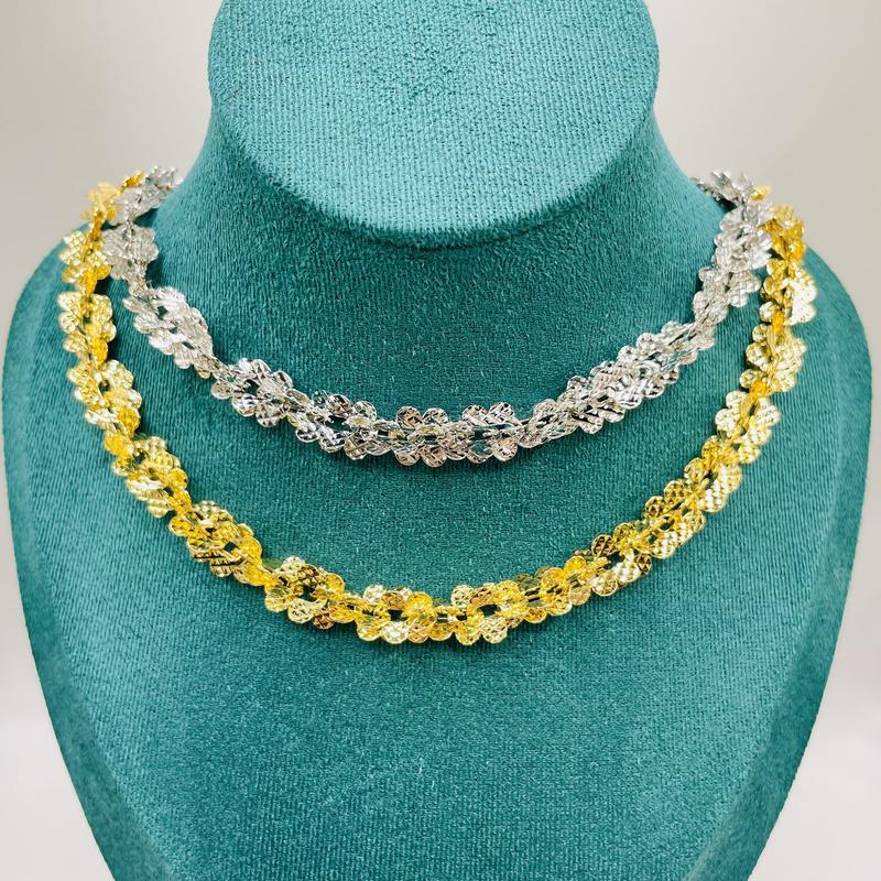 Dây chuyền xoắn hoa mai chất liệu bằng titan bảng 8 li màu vàng hoặc trắng bền đẹp không phai, trangsucmoiluatuoi.RIN