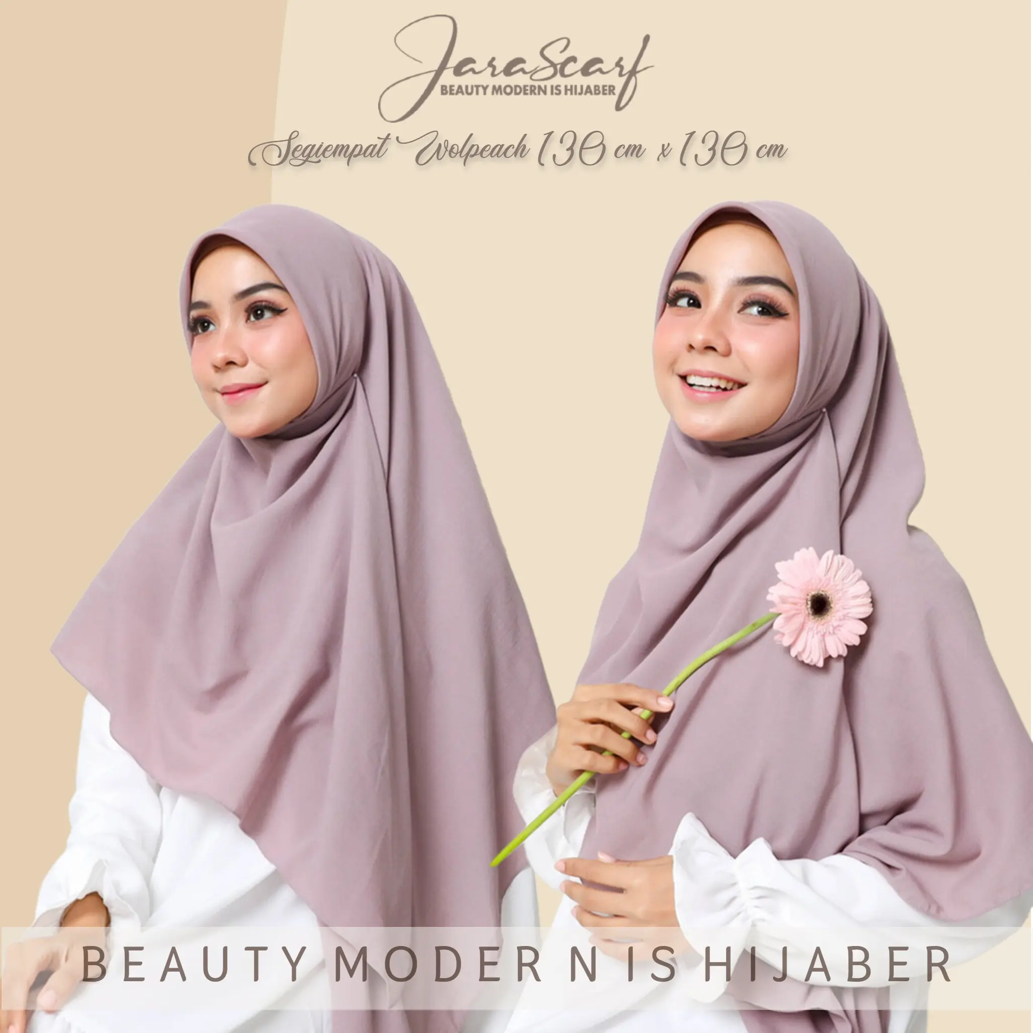 Jilbab SegiEmpat Wolfis 130 x 130 cm Kerudung Square Syari Basic Nyaman Muslim