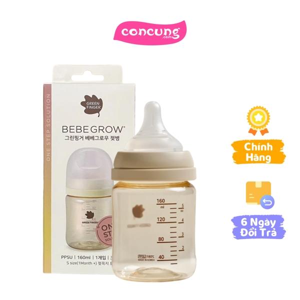Bình sữa Bebegrow Green Finger 160ml, bình trơn