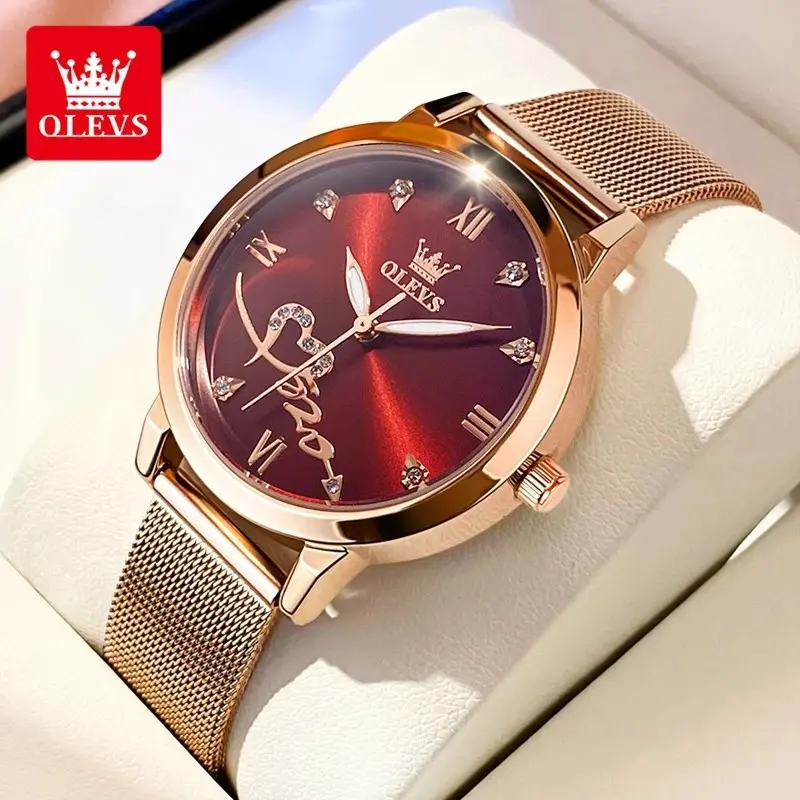 OLEVS Jam Tangan Wanita Original Anti Air Tahan Kecil Branded Elegan Analog Rose Gold Women Watch