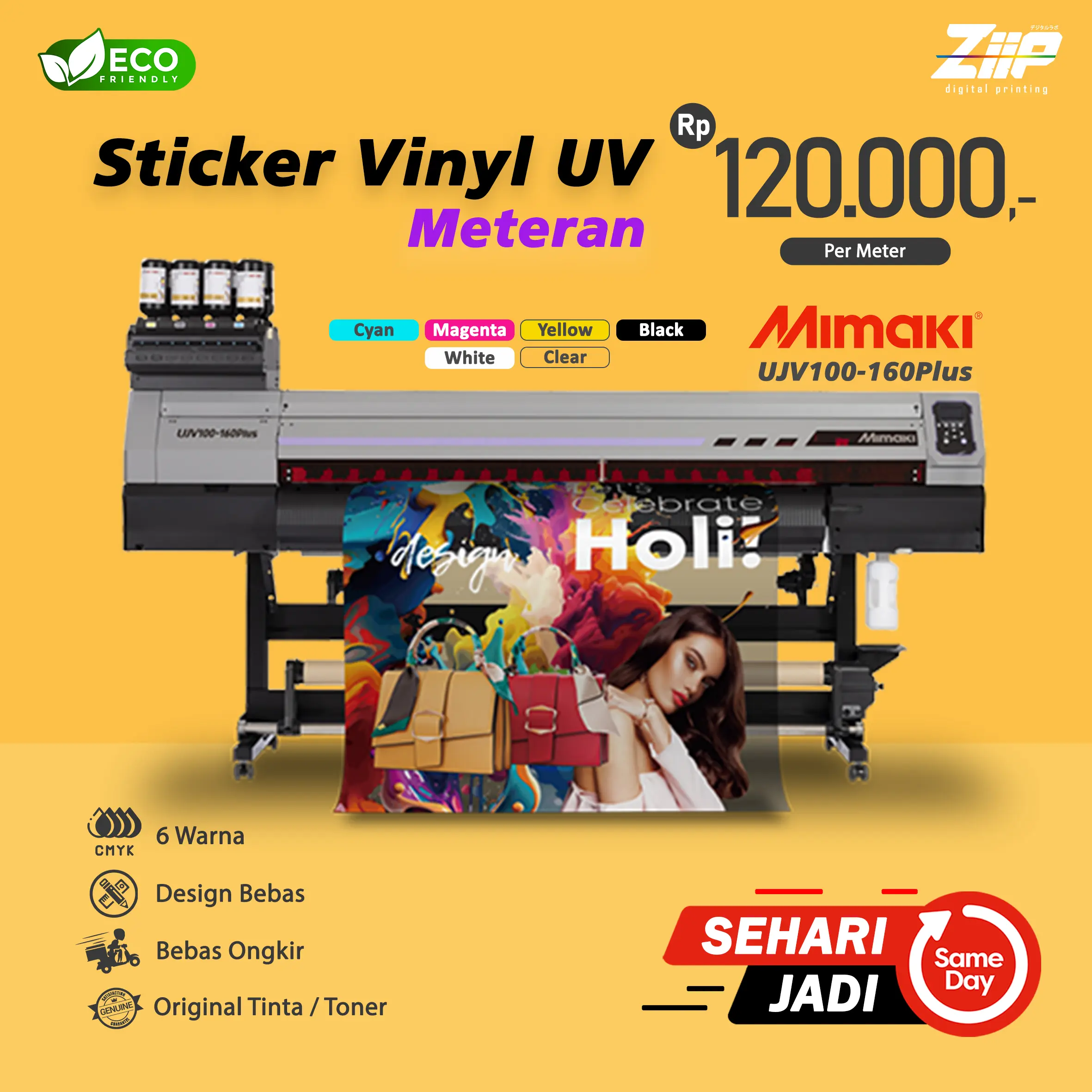 Cetak Sticker UV Vinyl Meteran Indoor Outdoor