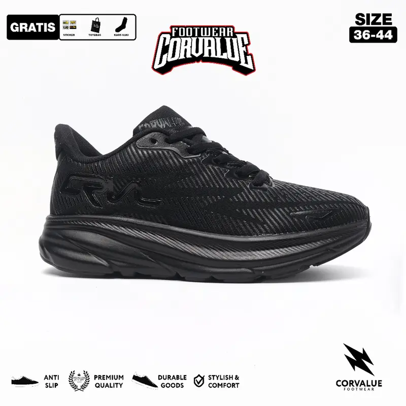 CORVALUE FOOTWEAR - Oddate | Sepatu Pria wanita | Shoes Sneakers Pria wanita Outdoor Casual Sport Running Kasual Black Putih Hitam
