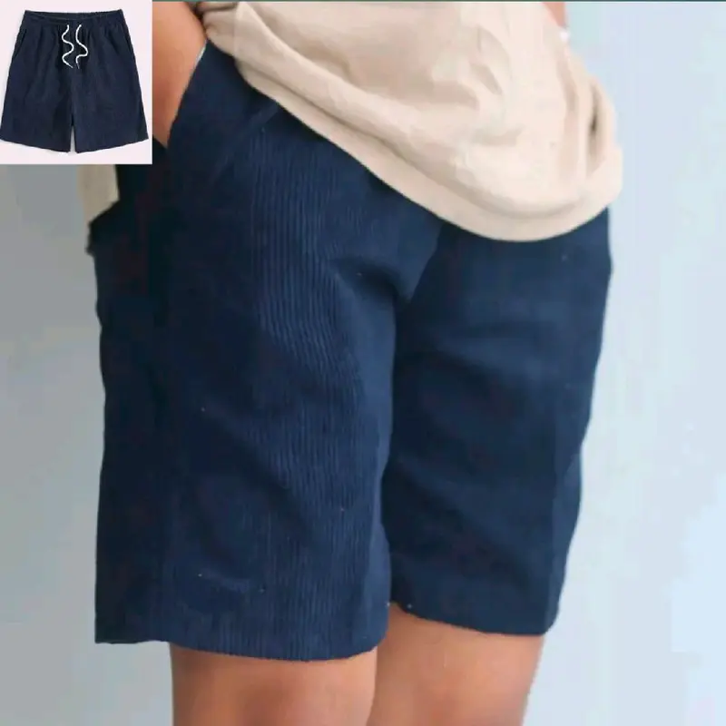 Celana 3Pcs 100Ribu, Broadshort Corduroy Premium Distro Polos Pendek Pria Surfing Santai Casual Shorts Biru Coklat Hitam Karet Merah Panjang Melar Cowok Wanita Twill Garis 2