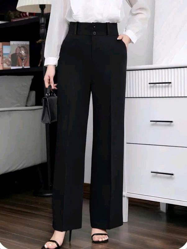  Quần Ống Suông may đo 2 Khuy cạp cao Tôn Dáng Nữ Women Pants Chất Liệu Vải Tuyết Mưa Loại 1 Cao Cấp Siêu Mềm Mát Dài 102 cm Màu Đen Nâu Ghi Trắng - Ong 888 