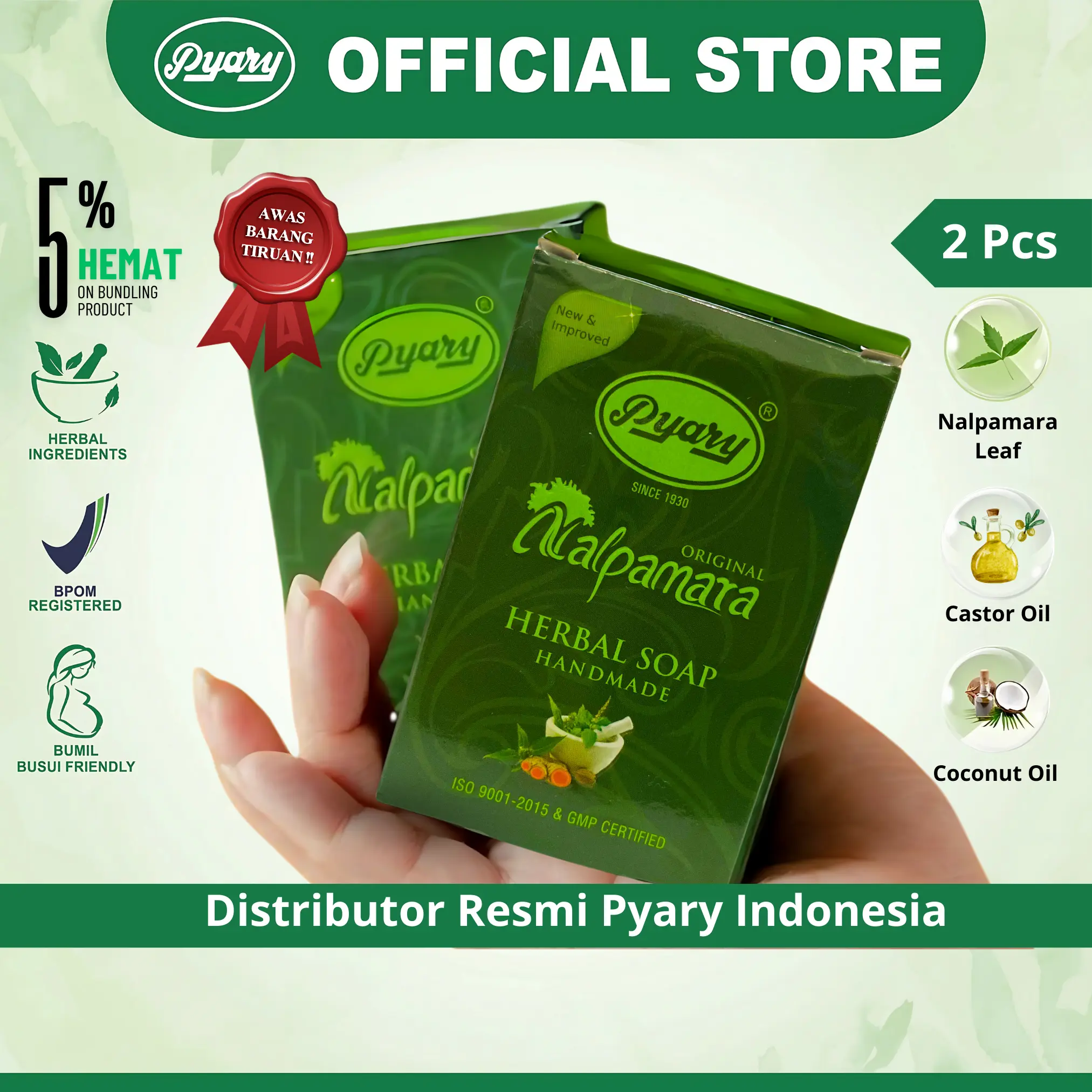 Bundling 2 PCS Nalpamara Herbal Soap Paket Hemat Ori BPOM Sabun Pencerah Herbal
