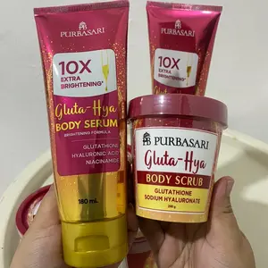 PAKET Purbasari Gluta-Hya Body Serum 180 ml + Gluta-Hya Body Scrub 200 gr - paket mencerahkan kulit & melembapkan kulit