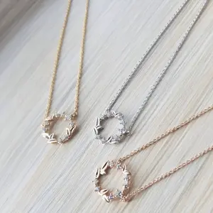 Kalung Wanita Minimalis Silver Zircon Bentuk Lingkaran Elegan Kalung Simple Kekinian