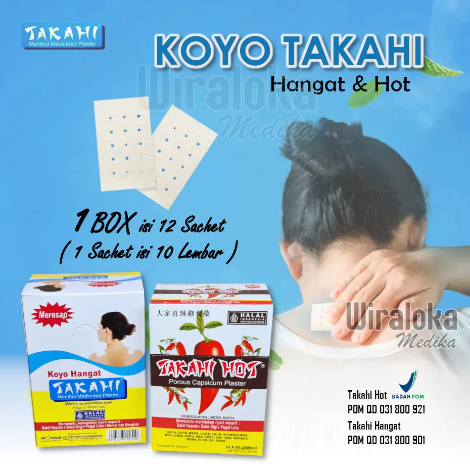 1 Box isi 12 Sachet - Koyo TAKAHI Hangat & Hot - 1 SACHET ISI 10 LEMBAR [Wiraloka]