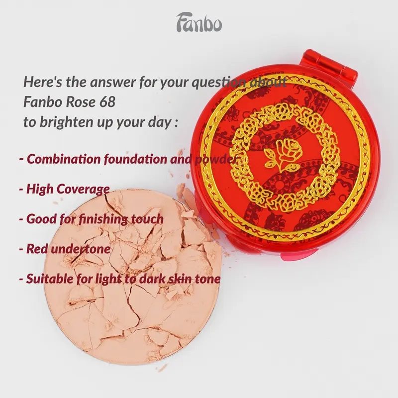 Fanbo Rose 68 Pancake Compact Powder - Mengandung Zink Oxide membantu melindungi kulit -  Harum Khas Mawar 1